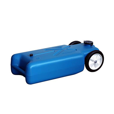 RV Tote Tank - Barker 11747 Tote Tank With Tow Bracket & Sewer Hose 2 Wheels 15G - Blue