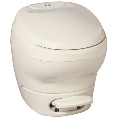 RV Toilets - Bravura Low Profile Toilet - Foot Pedal Flush - Parchment
