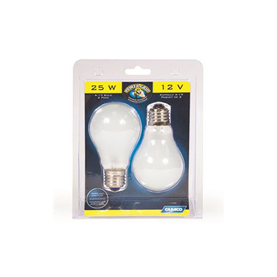 12V Lamp Bulbs - Camco - Incandescent - Screw In Base - 25 Watts - 2 Per Pack