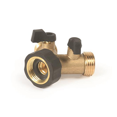 RV Water Hose Splitters - Camco 20123 Y-Valve Splitter With Individual Controls - Solid Brass