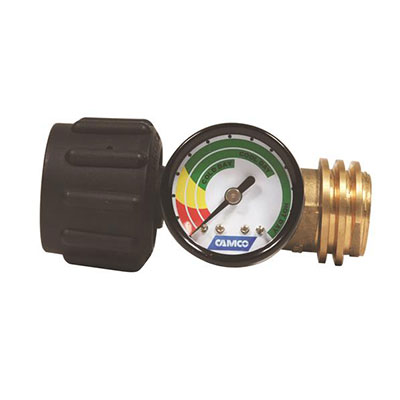 Propane Tank Gauges - Camco Tank Gauge With Excess Flow & Thermal Protection - Brass