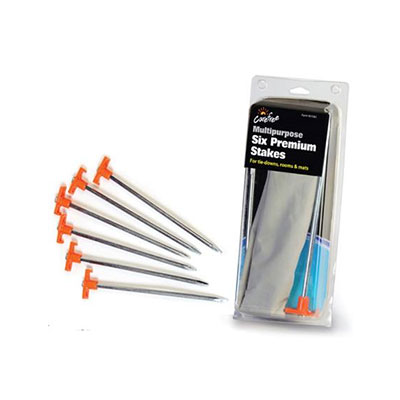 Tent Pegs - Carefree 901082 Multipurpose Ground Stakes 6 Pack - Steel With Plastic Head