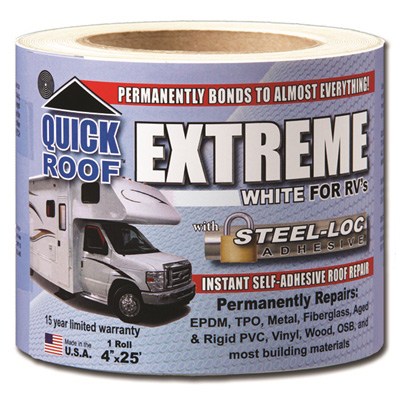 RV Roof Repair Tape - Cofair Products UBE425 Quick Roof Extreme EPDM Repair 4" x 25' - White