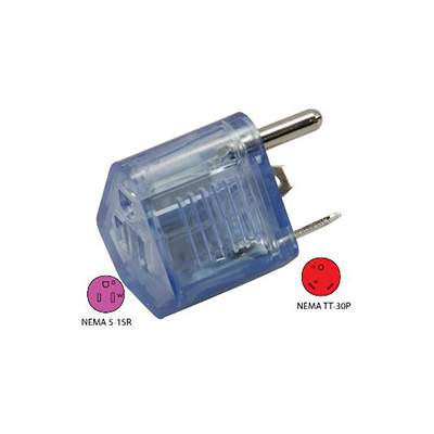 RV Power Cord Adapter Plug - Conntek 14103-LTD Illuminated Adapter 30A-M - 15A-F - Blue