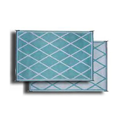 Camping Mat - Faulkner - Diamond Print - 8' x 20' - Polypropylene - Turquoise & White