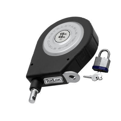 Cable Lock - Lippert Components ToyLok With 15-Foot Retractable Wire & Padlock