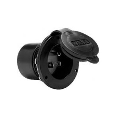 Power Inlet Receptacles - Marinco 150BBI.RV Flush-Mount Receptacle With Cover - 15A - Black