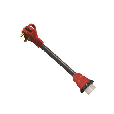 RV Power Cord Adapter - Mighty Cord - 30A-M To 50A-F - 12"L - Locking Ring - Red & Black