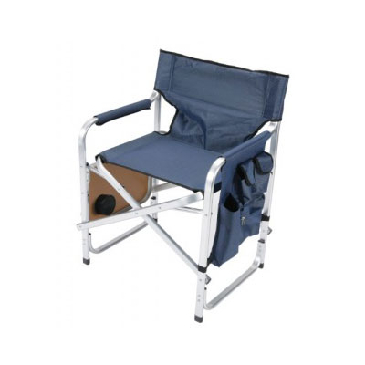 Camping Chairs - Faulkner 48872 Director Chair With Cup Holder Tray & Side Pouch - Blue