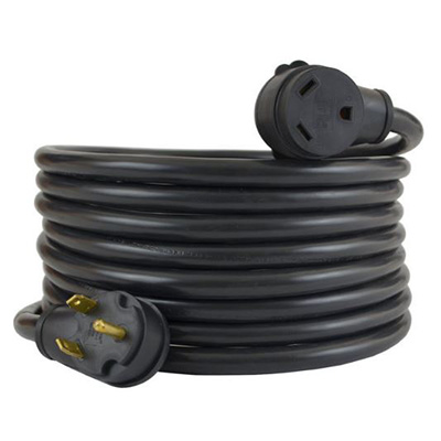 RV Power Extension Cord - Conntek - 30A - 25'L - Molded Plugs - Black
