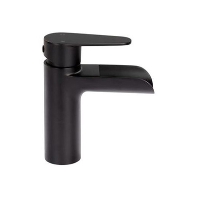 RV Bathroom Sink Faucet - Flow-Max 2021090599 Waterfall Spout With Lever - Matte Black