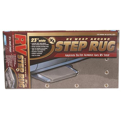 RV Step Rug - Camco 42935 XL 23" Wrap Around Manual & Electric Step Rug - Grey
